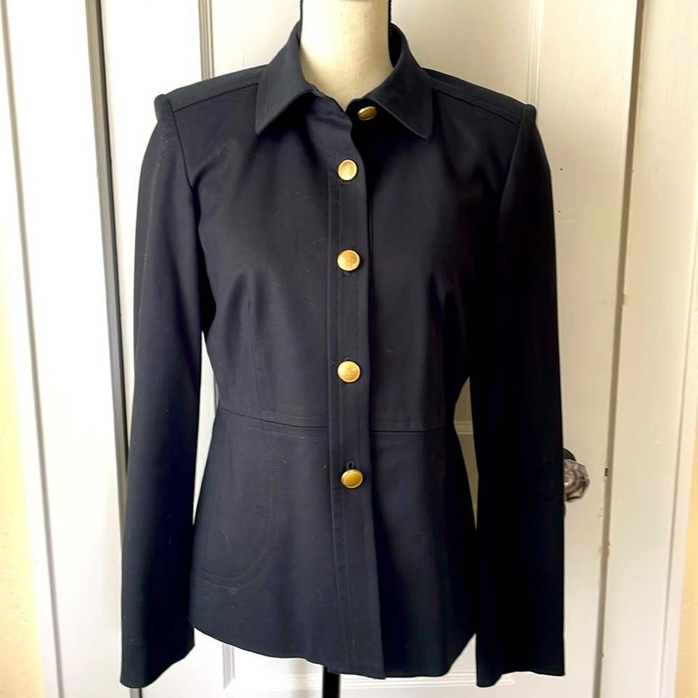 Rafaella Women's Fitted Black Blazer Gold Button Trim Size 8
